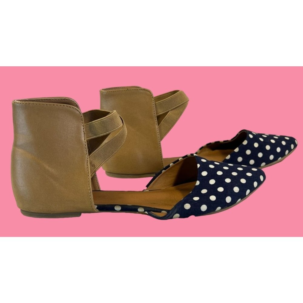 Maurices Penny Women Size 7  Navy Polka Dot Ballet Flat - Picture 7 of 12